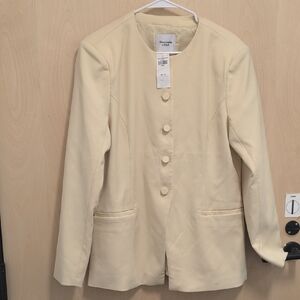 NWT Collarless Suiting Blazer In Yellow - Size Large